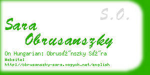sara obrusanszky business card